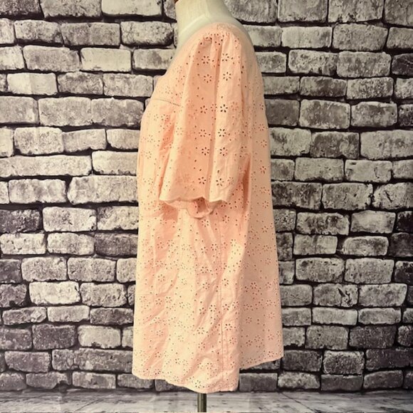 Talbots NWT Peach Eyelet Fabric Blouse Size 2X - Picture 4 of 8